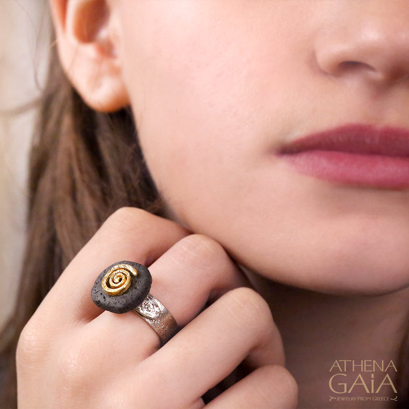 Lava Flow Ring - Gold Plated Sterling Silver Ring