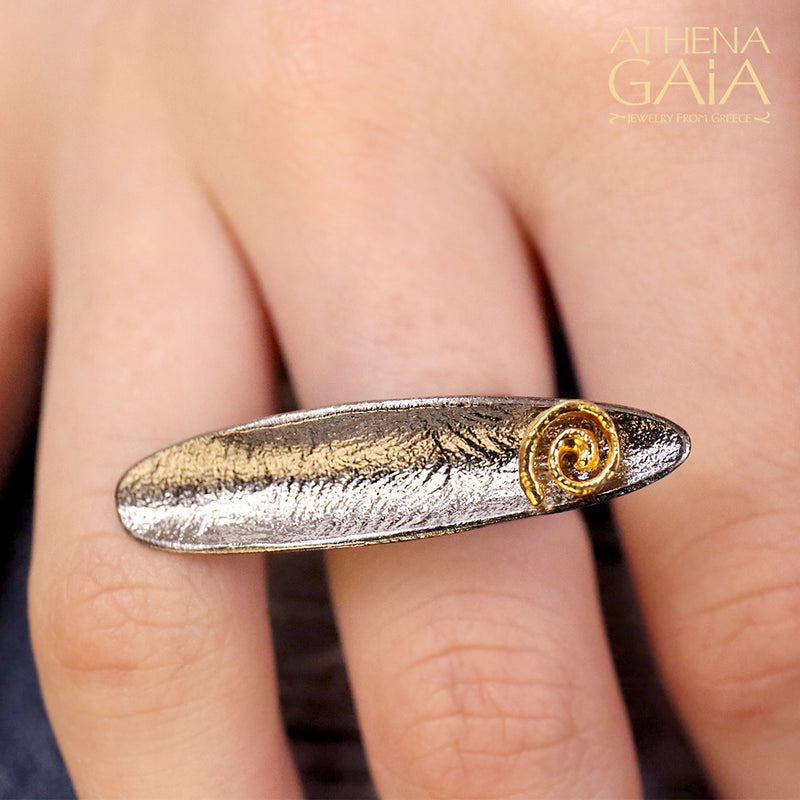 Argonaut Single Ring - Gold Plated Sterling Silver Ring - Cocktail Ring