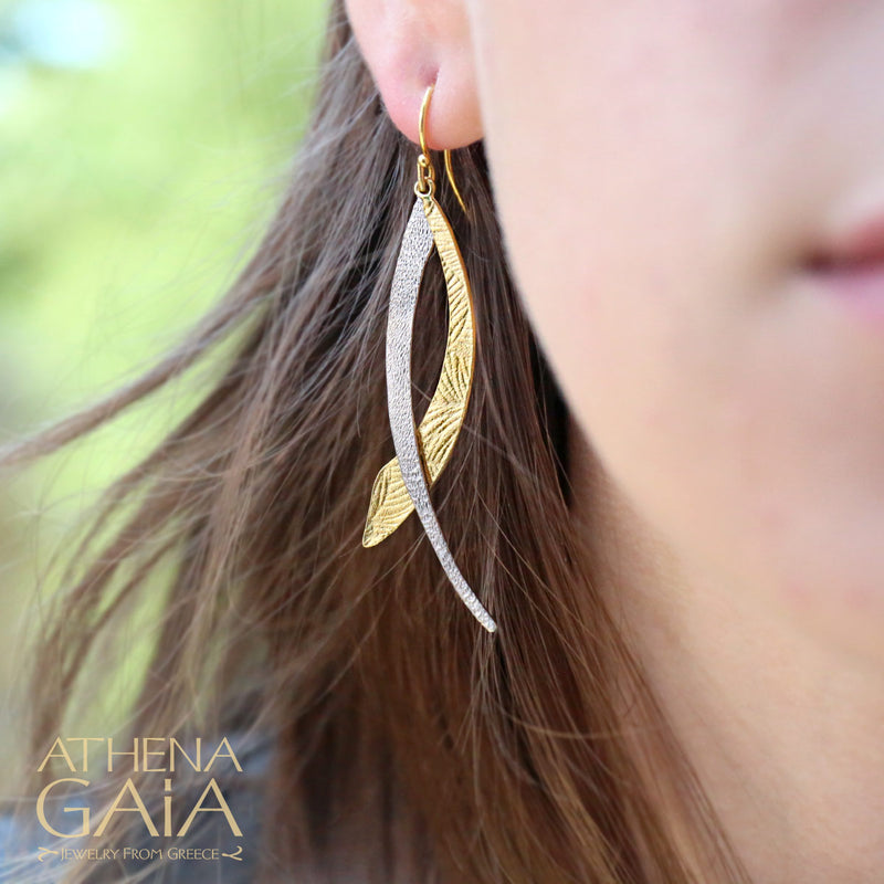 Scissor Etched Earrings - Gold Plated Sterling Silver - French Wire Earrings