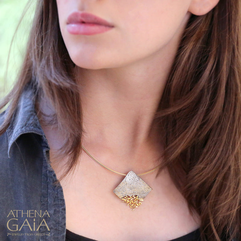 Olive Origin Pendant Necklace - Gold Plated Sterling Silver Necklace