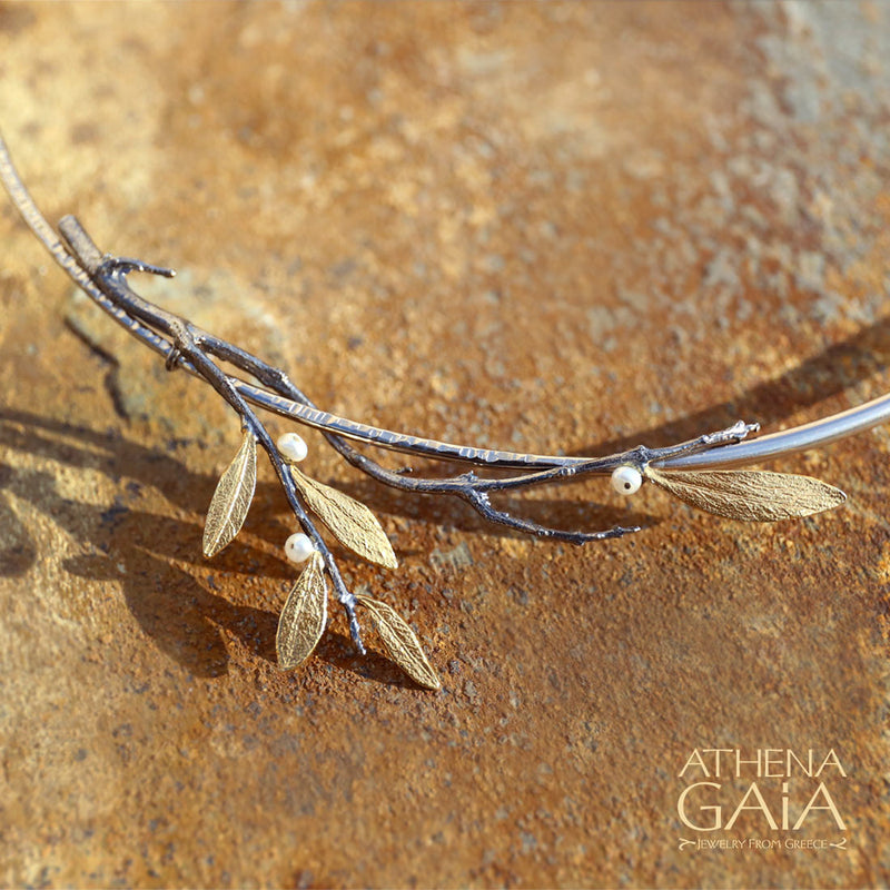 Pearl Olive Arcadian Necklace - Gold Plated Sterling Silver Necklace