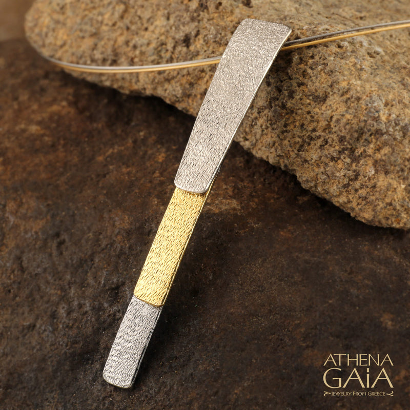 Triple Layer Pendant Necklace - Gold Plated Sterling Silver Necklace