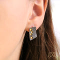 Rectangular River Stones Small Post Earrings
