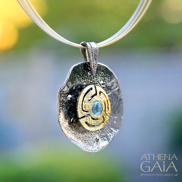 Greek Key Spiral Pendant and Necklace