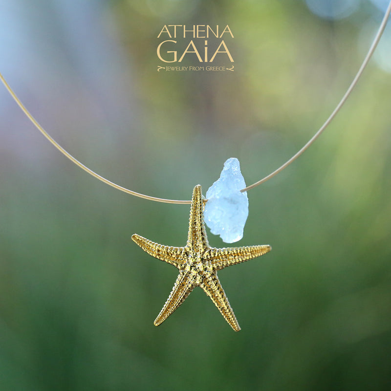 Starfish Necklace (Large) - Gold Plated Sterling Silver Necklace