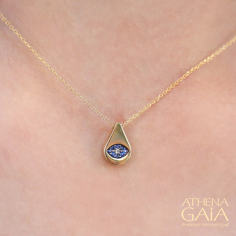 Teardrop Matiaki Evil Eye Necklace - 14k Gold Necklace