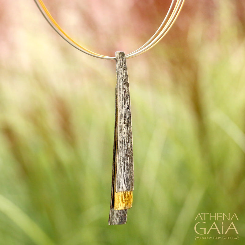 Triple Swing Pendant Necklace - Gold Plated Sterling Silver Necklace