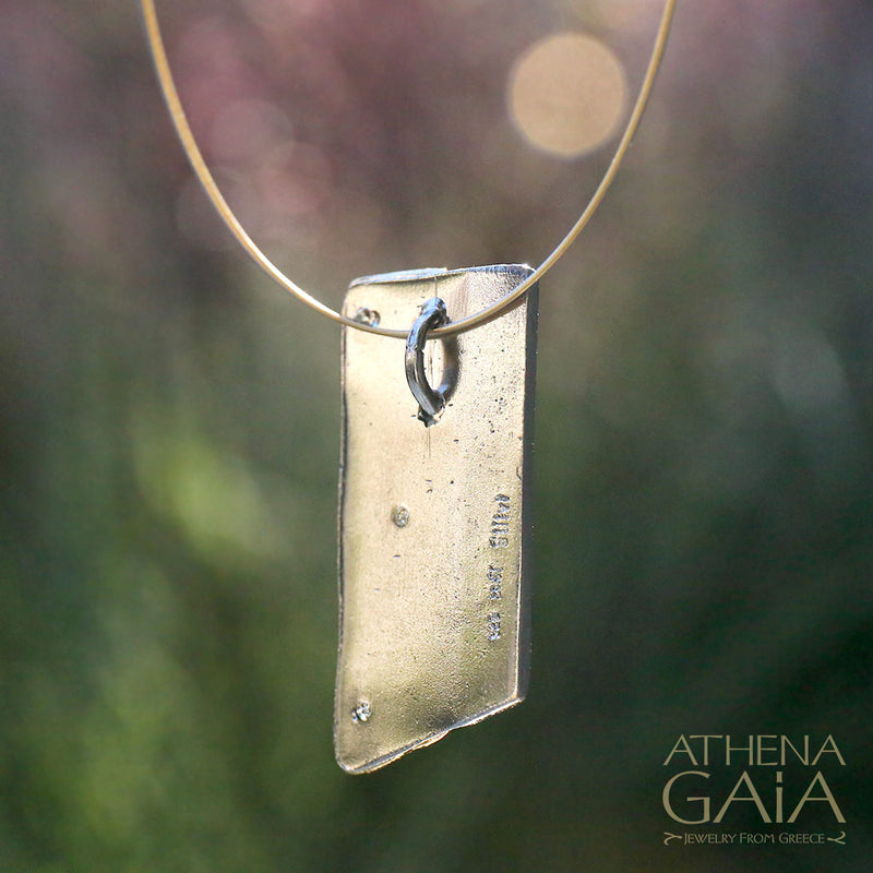 Nightwaves Tag Pendant Necklace - Gold Plated Sterling Silver Necklace