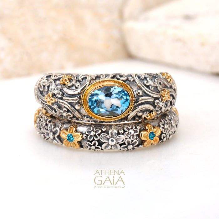 Wild Flowers Stone Band Ring