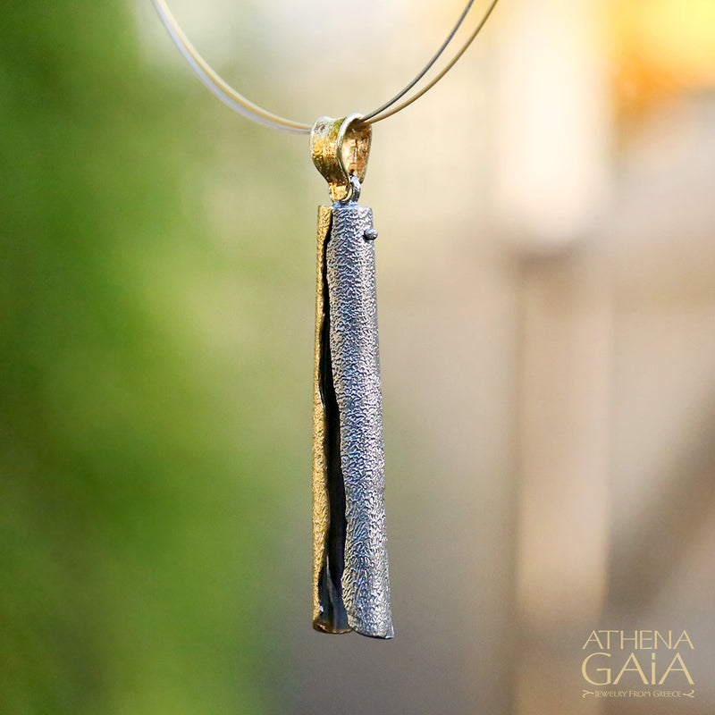 Wind Chimes Pendant Necklace - Gold Plated Sterling Silver Necklace