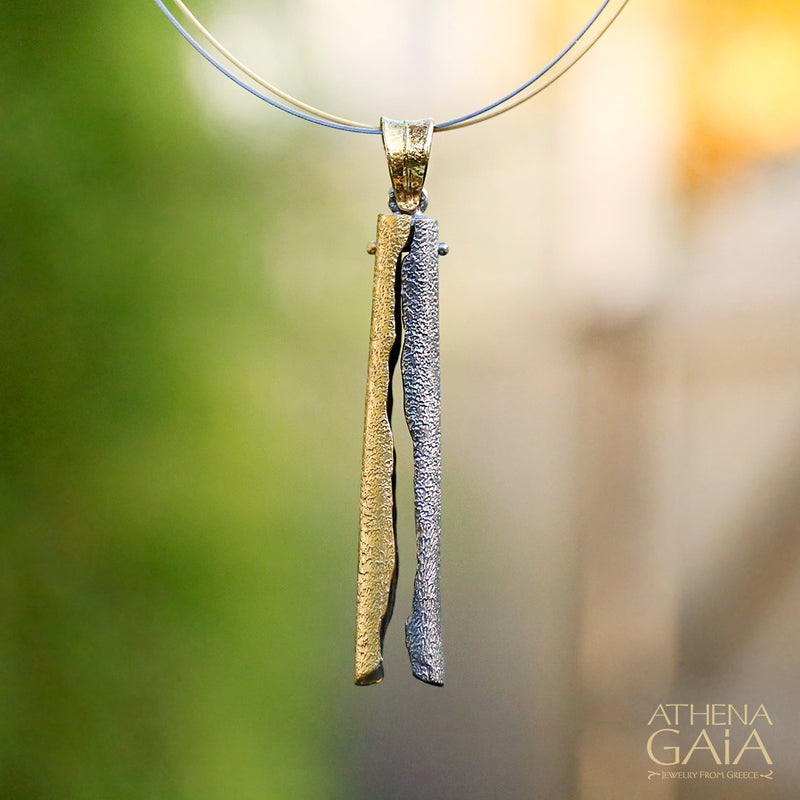 Wind Chimes Pendant Necklace - Gold Plated Sterling Silver Necklace