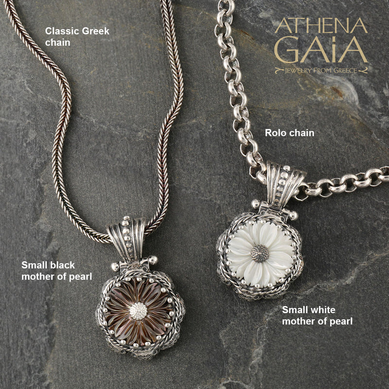 Mother of Pearl Flower Pendant - Sterling Silver Pendant