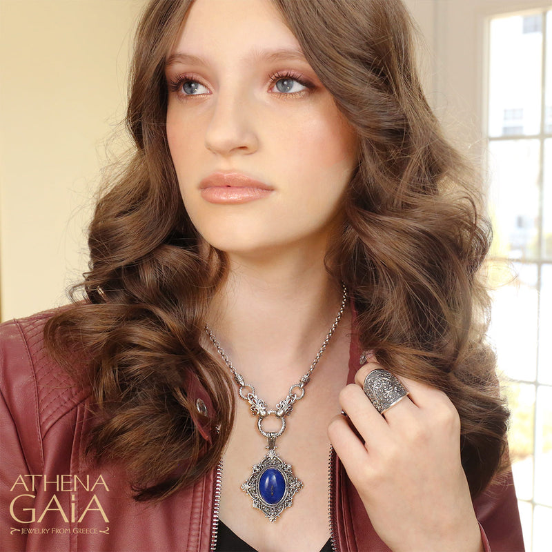 Avisso Lapis Pendant - Sterling Silver Pendant