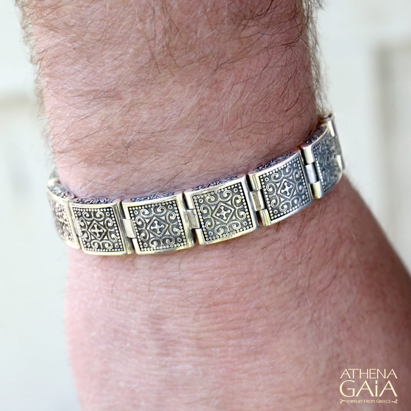 Reversible Greek Key Bracelet (Small) - Sterling Silver Bracelet - Link Bracelet