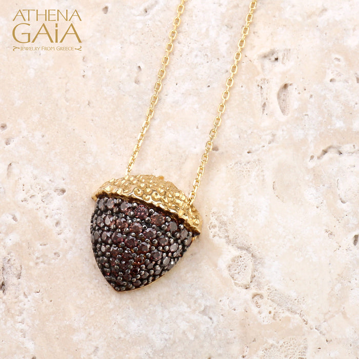 Pave Stoned Acorn Necklace